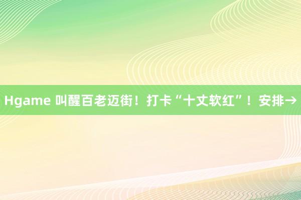 Hgame 叫醒百老迈街！打卡“十丈软红”！安排→