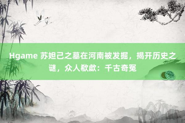 Hgame 苏妲己之墓在河南被发掘，揭开历史之谜，众人欷歔：千古奇冤