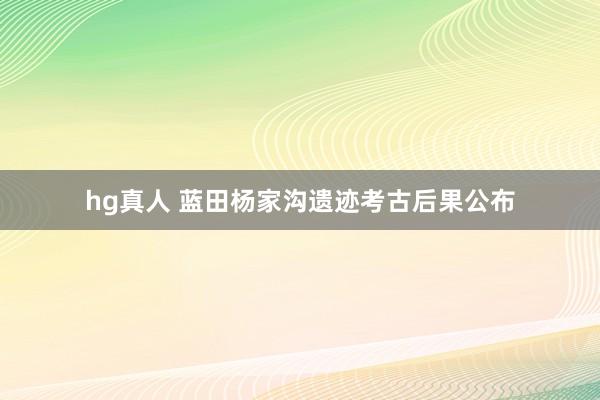 hg真人 蓝田杨家沟遗迹考古后果公布