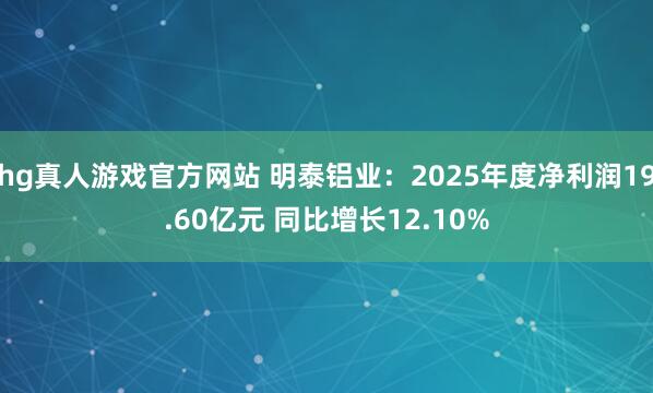 hg真人游戏官方网站 明泰铝业：2025年度净利润19.60亿元 同比增长12.10%