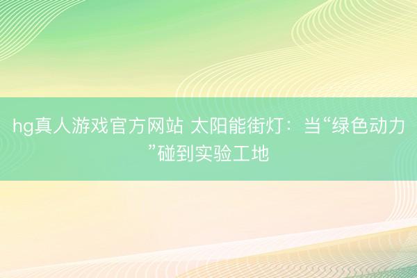 hg真人游戏官方网站 太阳能街灯：当“绿色动力”碰到实验工地