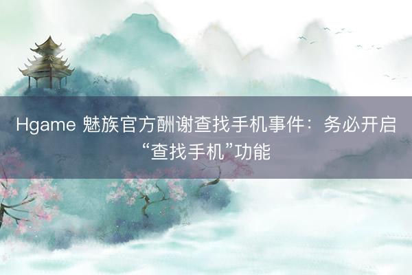 Hgame 魅族官方酬谢查找手机事件：务必开启“查找手机”功能