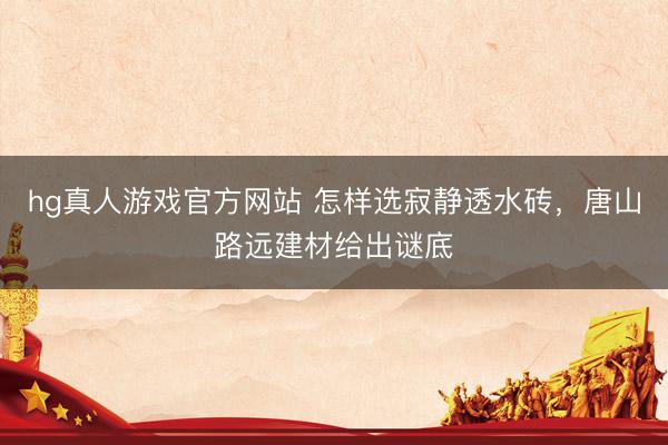 hg真人游戏官方网站 怎样选寂静透水砖，唐山路远建材给出谜底